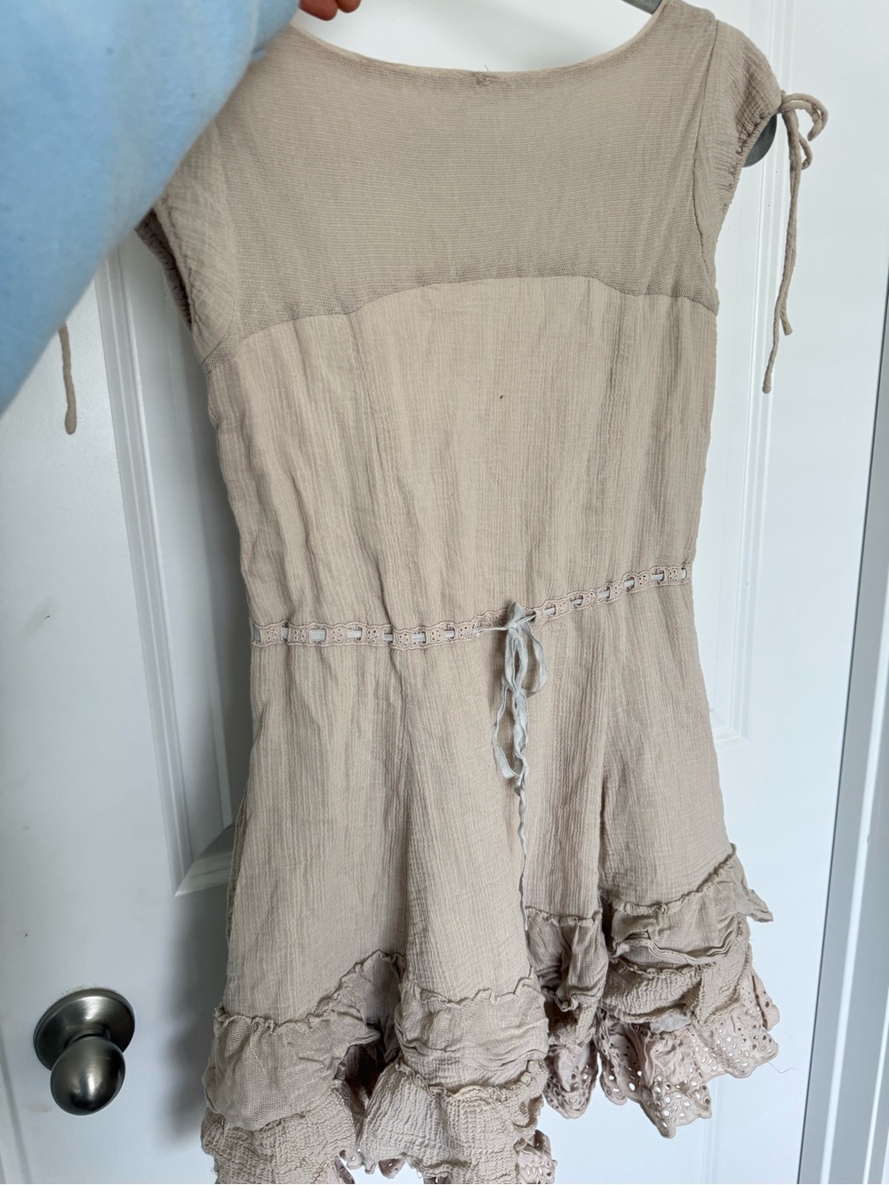 Free People Sweetly Be Mini Dress Tan Boho Dress - Picture 6 of 6